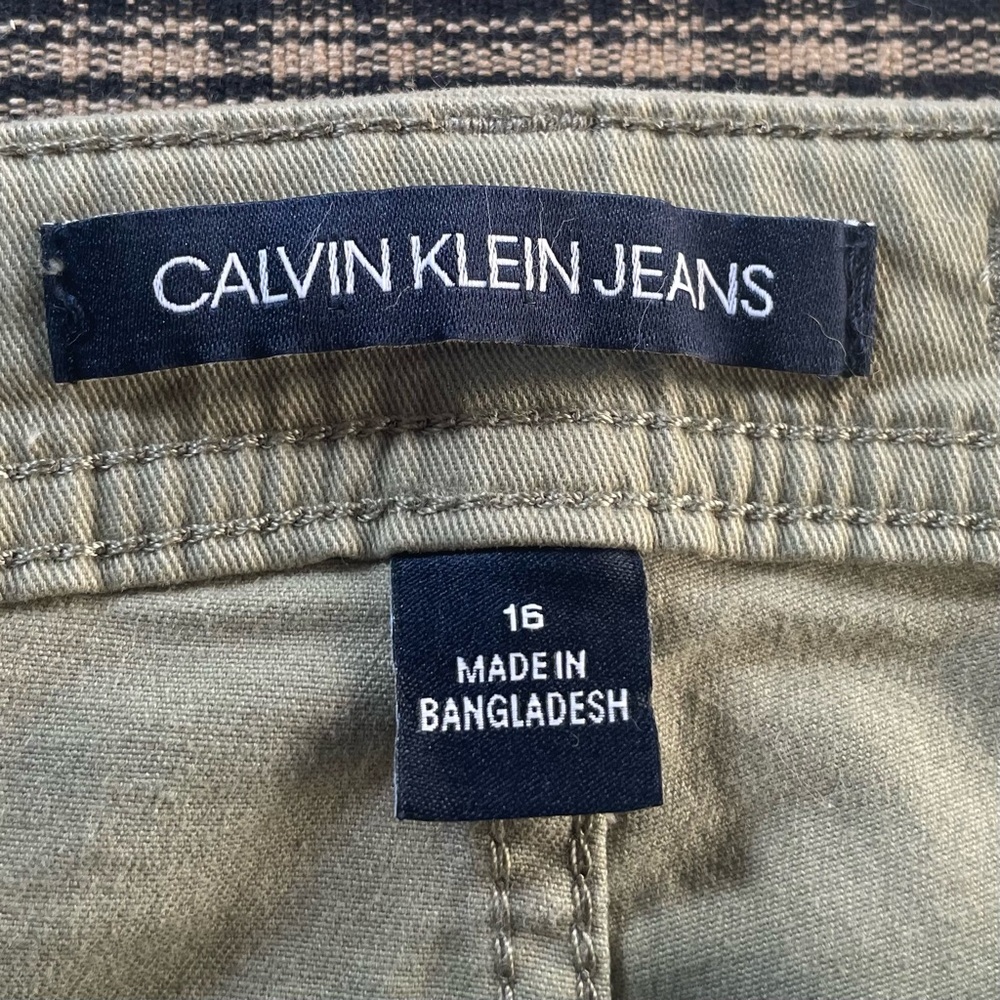 CALVIN KLEIN Women Size 16 Soft Green Pants Chino Jeans Straight Leg #599 - Picture 6 of 10